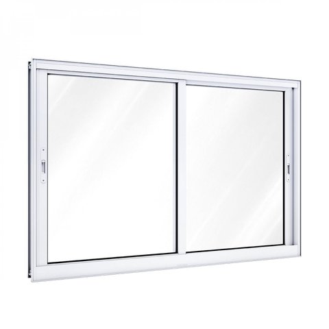 Janela de Alumínio de Correr 100x120cm 2 Folhas sem Grade Lucasa Alumínio Branco