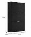 Ver imagem 6 de Sapateira Preta 3 Portas Basculantes 18 Pares Armário Organizador de Calçados