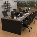 Ver imagem 1 de Estação de Trabalho Mesas 120x60cm 6 Lugares C/gav Netmobil - Nogal/preto