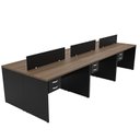 Ver imagem 3 de Estação de Trabalho Mesas 120x60cm 6 Lugares C/gav Netmobil - Nogal/preto
