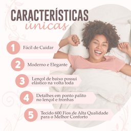 Jogo de Cama King Box Size 4 Peças Percal 600 Fios Branco - 7