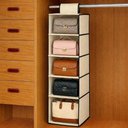 Ver imagem 4 de Organizador de Sapatos Suspenso Prateleira Roupas Vertical Nichos Multiuso Guarda Roupas Closet Bege