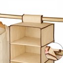 Ver imagem 3 de Organizador de Sapatos Suspenso Prateleira Roupas Vertical Nichos Multiuso Guarda Roupas Closet Bege