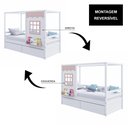 Ver imagem 6 de Cama Casinha Reta com 02 Gavetas Madeira Maciça Branco/ Rosa Housin