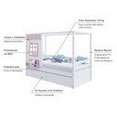 Ver imagem 3 de Cama Casinha Reta com 02 Gavetas Madeira Maciça Branco/ Rosa Housin