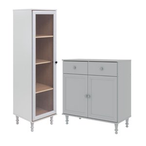 Cristaleira + Aparador Buffet Ditália E-963-r-629 Cor:cinza