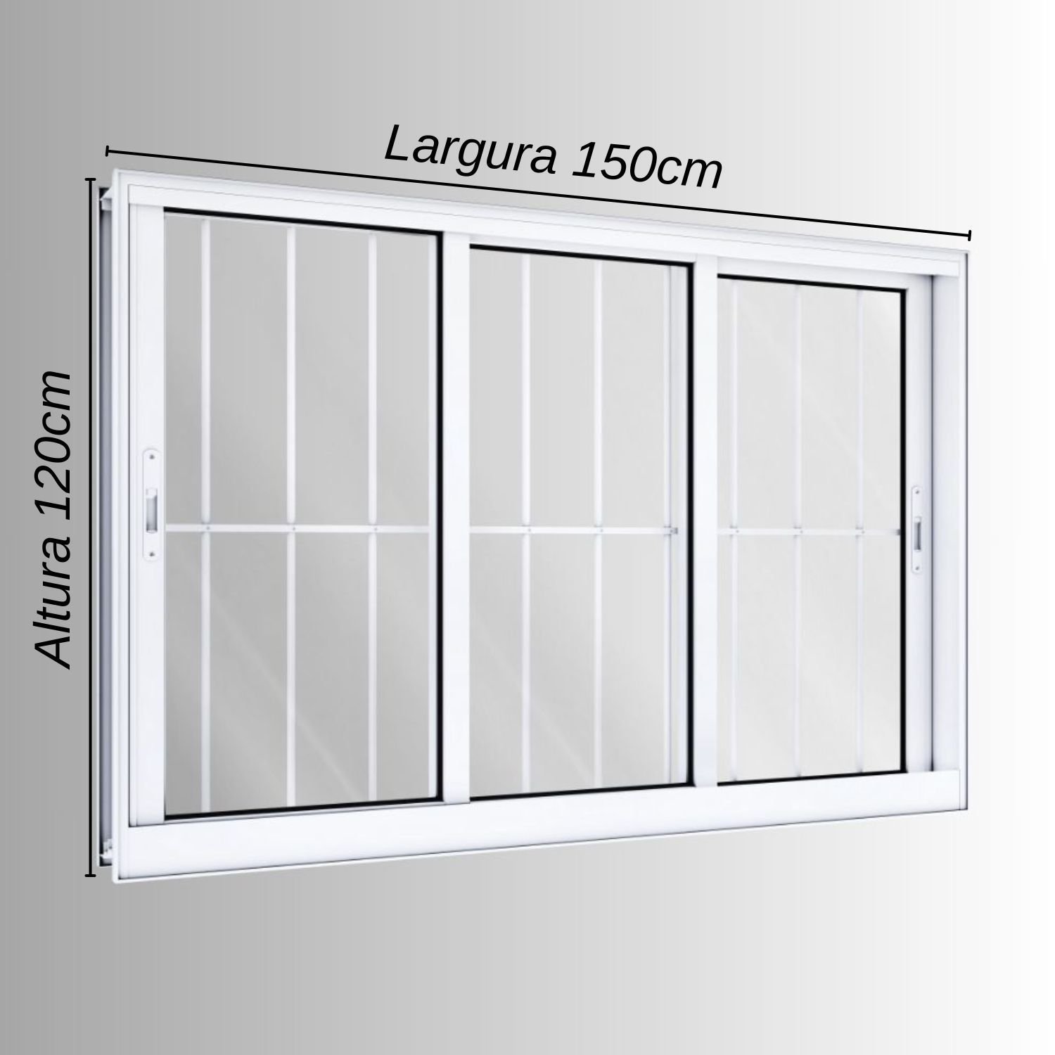 Janela de Alumínio de Correr 120x150cm 3 Folhas com Grade Lucasa - 4