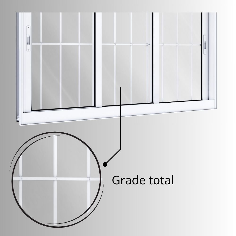 Janela de Alumínio de Correr 120x150cm 3 Folhas com Grade Lucasa - 5