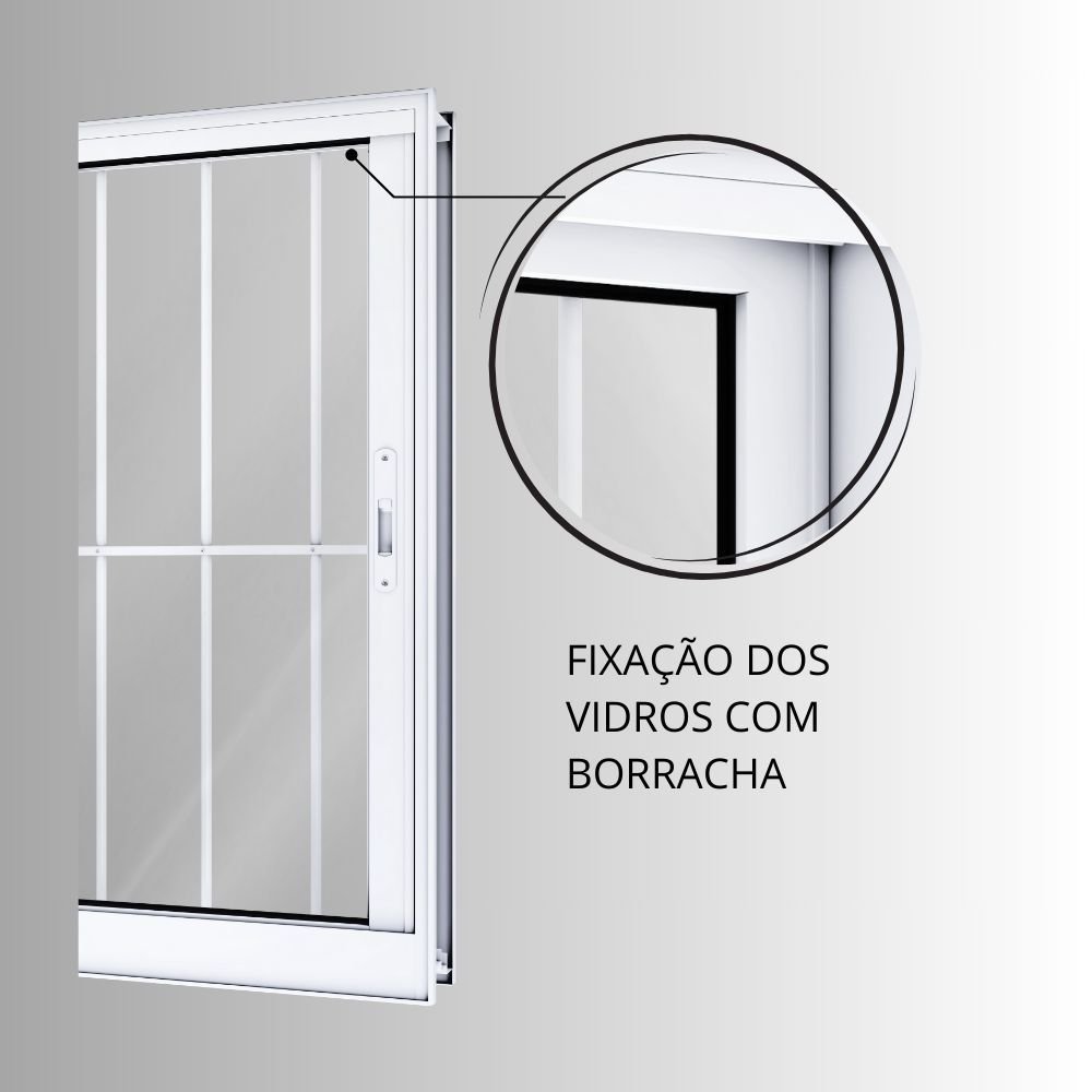 Janela de Alumínio de Correr 120x150cm 3 Folhas com Grade Lucasa - 7