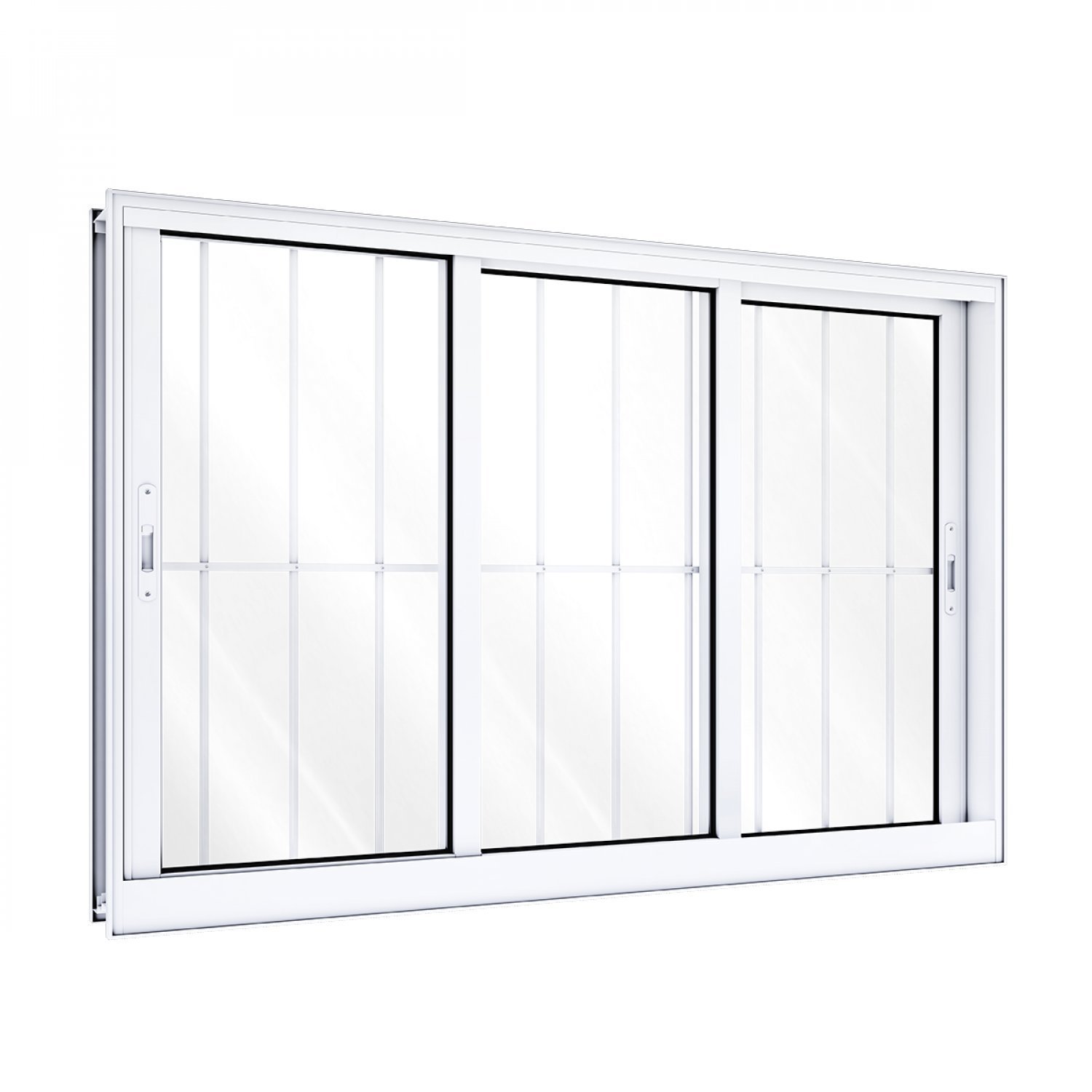 Janela de Alumínio de Correr 120x150cm 3 Folhas com Grade Lucasa - 2