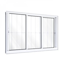 Janela de Alumínio de Correr 120x150cm 3 Folhas com Grade Lucasa - 2 Janela de Alumínio de Correr 120x150cm 3 Folhas com Grade Lucasa - 2