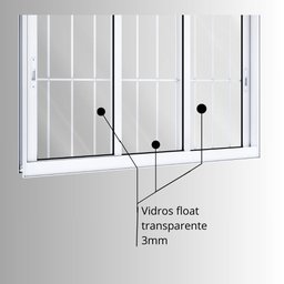 Janela de Alumínio de Correr 120x150cm 3 Folhas com Grade Lucasa - 9 Janela de Alumínio de Correr 120x150cm 3 Folhas com Grade Lucasa - 9