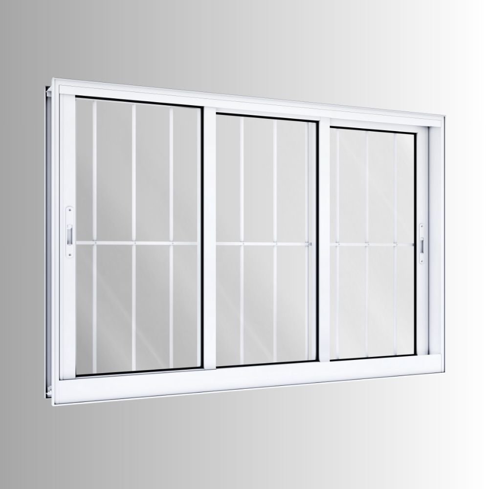 Janela de Alumínio de Correr 120x150cm 3 Folhas com Grade Lucasa - 3