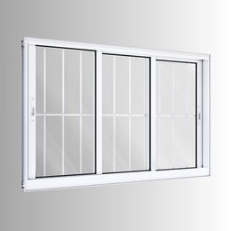 Janela de Alumínio de Correr 120x150cm 3 Folhas com Grade Lucasa - 3 Janela de Alumínio de Correr 120x150cm 3 Folhas com Grade Lucasa - 3