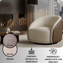 Ver imagem 5 de Poltrona Orgânica Giratória Luxuosa Bouclé Bege Corino Marrom Design Moderno Sala Estar Quarto Hall