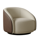 Ver imagem 2 de Poltrona Orgânica Giratória Luxuosa Bouclé Bege Corino Marrom Design Moderno Sala Estar Quarto Hall