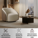 Ver imagem 6 de Poltrona Orgânica Giratória Luxuosa Bouclé Bege Corino Marrom Design Moderno Sala Estar Quarto Hall