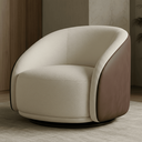 Ver imagem 1 de Poltrona Orgânica Giratória Luxuosa Bouclé Bege Corino Marrom Design Moderno Sala Estar Quarto Hall