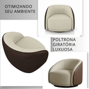 Ver imagem 3 de Poltrona Orgânica Giratória Luxuosa Bouclé Bege Corino Marrom Design Moderno Sala Estar Quarto Hall