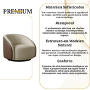 Ver imagem 7 de Poltrona Orgânica Giratória Luxuosa Bouclé Bege Corino Marrom Design Moderno Sala Estar Quarto Hall