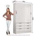 Ver imagem 3 de Guarda-Roupa 02 Portas de Correr 06 Gavetas Sevilha Branco