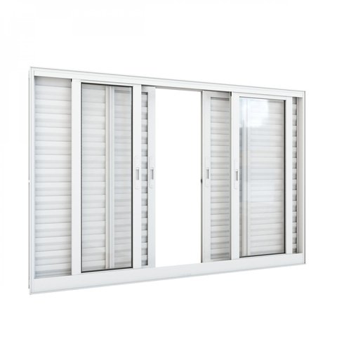 Janela de Alumínio Veneziana 100x120cm 6 Folhas com Grade Lucasa Alumínios Branco