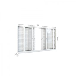 Janela de Alumínio Veneziana 100x150cm 6 Folhas com Grade Lucasa Alumínios - 4 Janela de Alumínio Veneziana 100x150cm 6 Folhas com Grade Lucasa Alumínios - 4