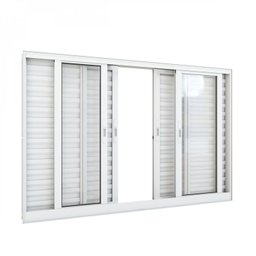 Janela de Alumínio Veneziana 100x150cm 6 Folhas com Grade Lucasa Alumínios - 1 Janela de Alumínio Veneziana 100x150cm 6 Folhas com Grade Lucasa Alumínios - 1