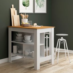 Bancada de Cozinha 103 x 92 x 68 Cm Ilha Gourmet MDP Branco Carvalho - MENU - 1