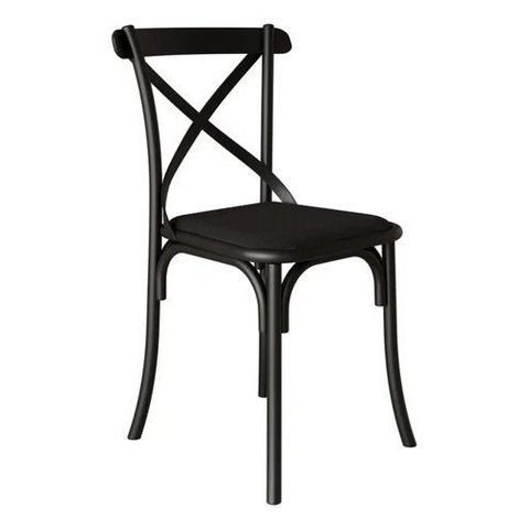 Kit 2 Cadeiras Assento Preta Aço Carbono:preto com Assento Preto