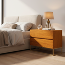 Ver imagem 2 de Kit 2 Mesa de Cabeceira Eros 60x37cm Base Dourado Mesinha Apoio Quarto Escritório Moderno:naturale