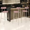 Ver imagem 2 de Kit 04 Banquetas Alta Bar Cozinha Sala de Jantar Aço Milão Arena L02 Linho Rosa - Lyam Decor
