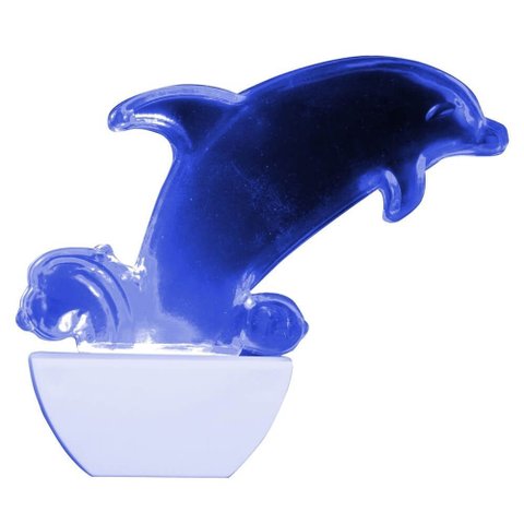 Abajour Luz Noturna Led Golfinho 220 Volts Azul - 8672 - Brasfort Abajour Luz Noturna Led Golfinho 2