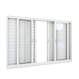 Janela de Alumínio Veneziana 100x120cm 6 Folhas Lucasa Alumínios Branco - 1 Janela de Alumínio Veneziana 100x120cm 6 Folhas Lucasa Alumínios Branco - 1