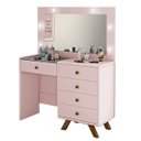 Ver imagem 1 de Penteadeira Camarim Lolla com Espelho e 5 Gavetas Rosê