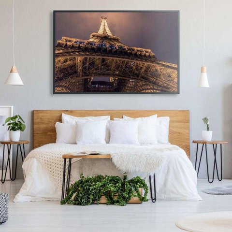 Quadro Torre Eiffel Iluminada 120x80 Cm Tecido Canvas
