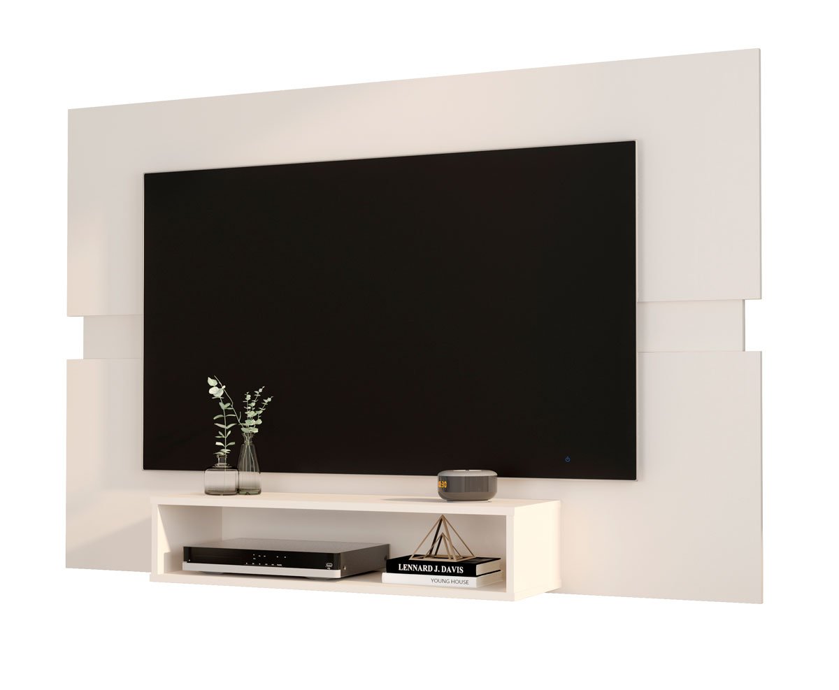 Painel P/ Tv Ate 50 Polegadas Sala Mark Potenza Off White C/ Freijó - 4