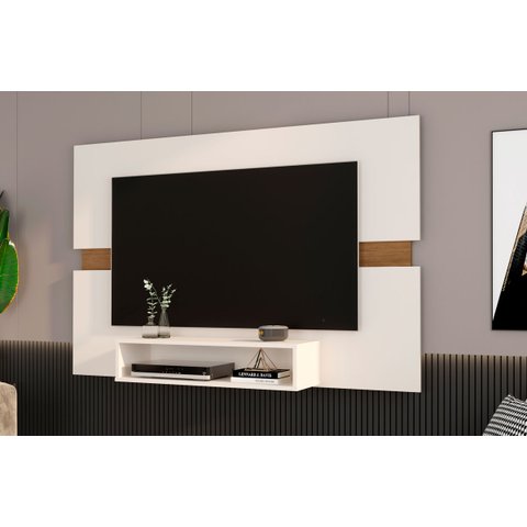 Painel P/ Tv Ate 50 Polegadas Sala Mark Potenza Off White C/ Freijó