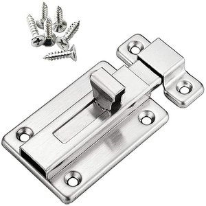 Fechadura Trava Fecho Deslizante Aço Inox com Parafuso 8,5cm Tramela Facil Negocio Importadora Fecho