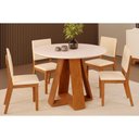 Ver imagem 1 de Conjunto: Mesa de Cozinha Celeste Tampo Madeirado C/ Vidro Redondo 103x103cm e 4 Cadeiras Talia