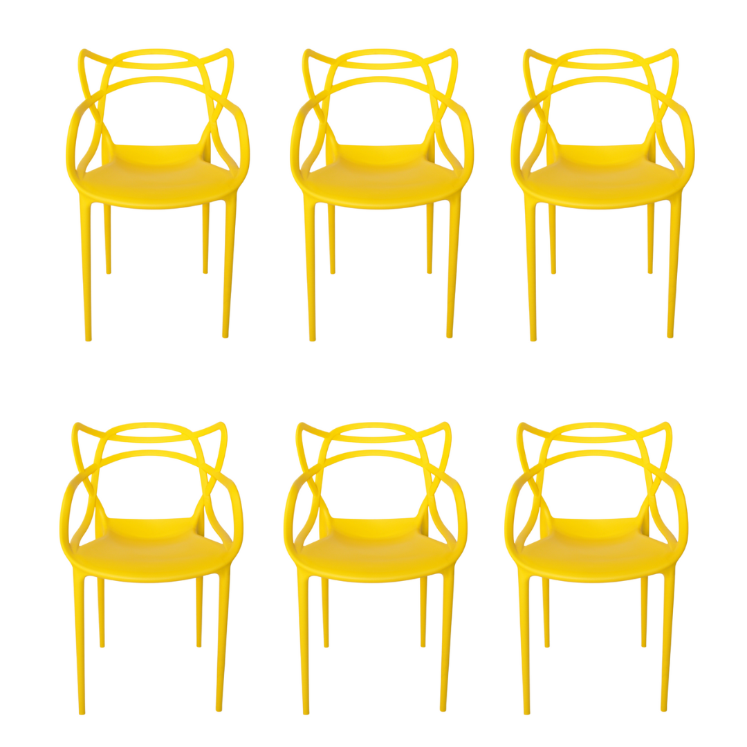 Cadeira Allegra Amarela - kit com 6 - 1