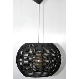 Pendente Luminária Lustre Teto Bola Grande Corda 41x28 com Fio:preto