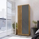 Ver imagem 2 de Guarda Roupa Solteiro 2 Portas Stella I01 Carvalho Grafite Clique Chique