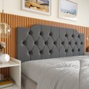 Ver imagem 2 de Cabeceira Painel Casal Capela Estofada Capitonê Dobrável 140cm Fixação na Parede:Cinza