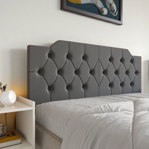 Cabeceira Painel Casal Capela Estofada Capitonê Dobrável 140cm Fixação na Parede:Cinza