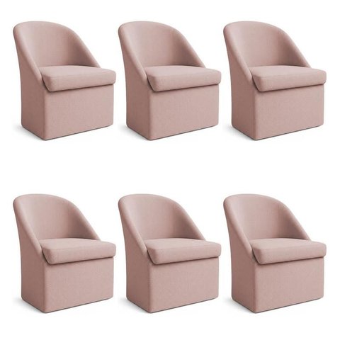 Kit 6 Poltronas Decorativas Malli Boucle - Pallazio Cor:Rosa