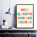 Ver imagem 2 de Quadro Meu Quarto Minhas Regras 24x18cm - com Vidro:madeira Branca
