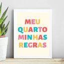 Ver imagem 1 de Quadro Meu Quarto Minhas Regras 24x18cm - com Vidro:madeira Branca