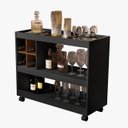 Ver imagem 2 de Aparador com Adega Sala Bar Gold Luxo Preto/nature - Comprar Móveis em Casa