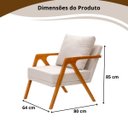Ver imagem 2 de Kit 2 Poltronas Decorativa Mona Luxo Linho Cru Base Madeira Maciça